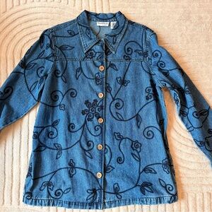 Vintage Embroidered Denim Shacket